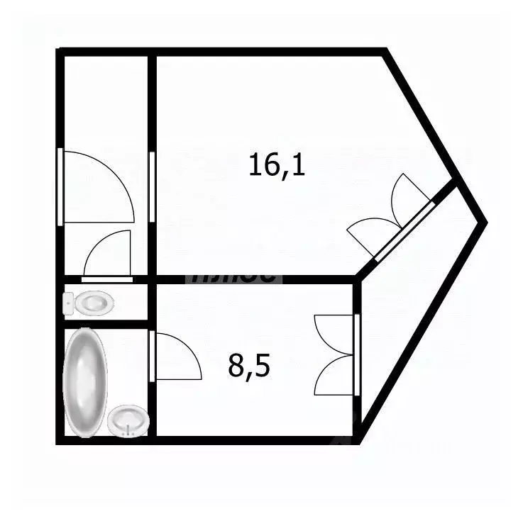 1-к кв. Томская область, Томск Нижний пер., 45 (32.9 м) - Фото 1
