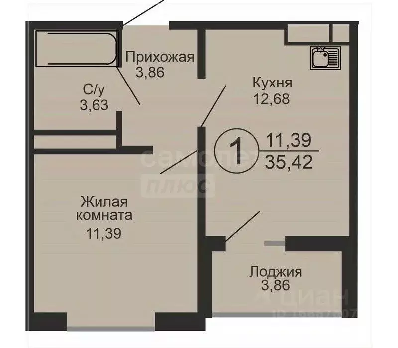 1-к кв. Оренбургская область, Оренбург ул. Перовского, 1 (35.42 м) - Фото 2