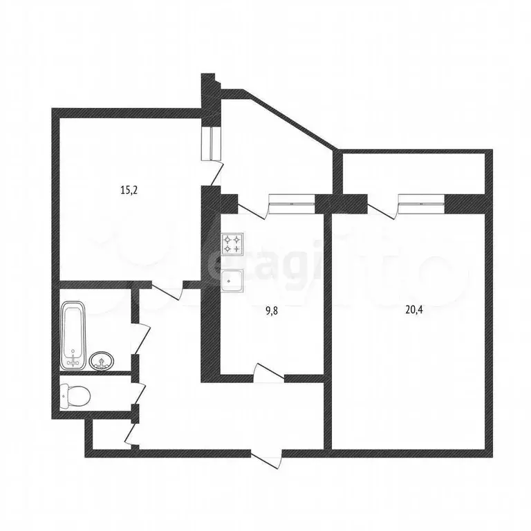 2-к. квартира, 60 м, 3/14 эт. - Фото 0