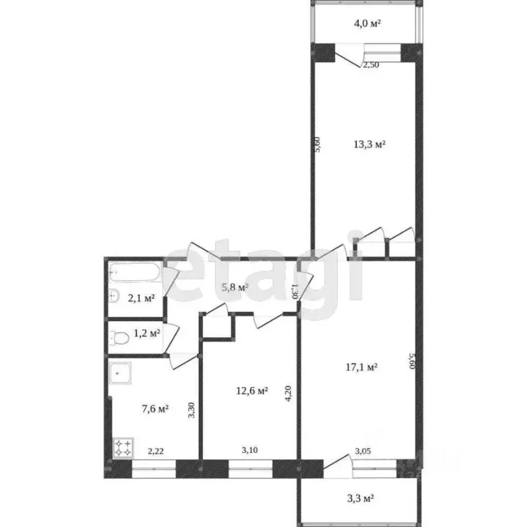 3-к кв. Хабаровский край, Комсомольск-на-Амуре Московский просп., 34к3 ... - Фото 2