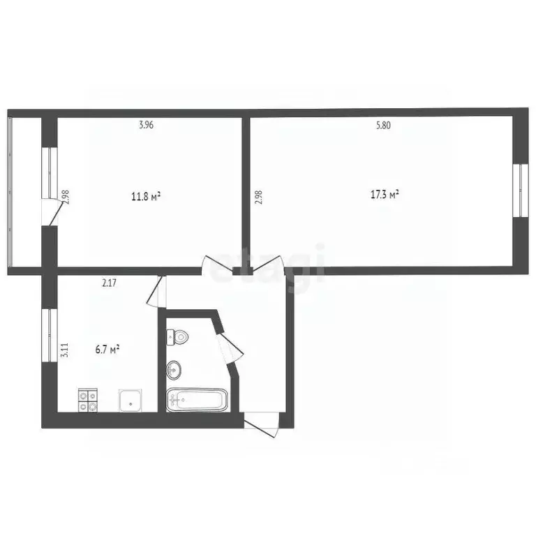 2-к кв. Ханты-Мансийский АО, Сургут ул. Островского, 28 (37.1 м) - Фото 1