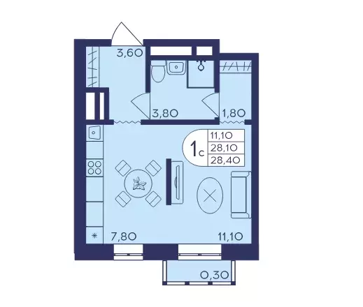 Продаётся 1-к квартира, 28 м - Фото 1