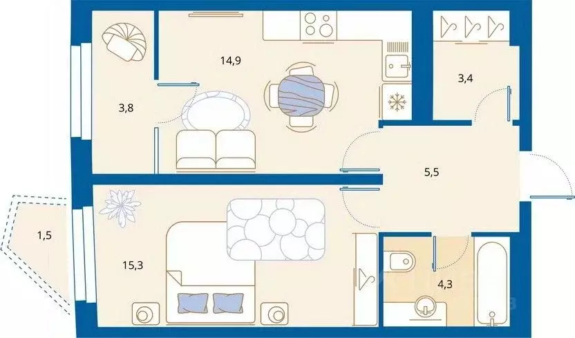 1-к кв. Пензенская область, Пенза Арбеково жилрайон, Дальнее Арбеково ... - Фото 1