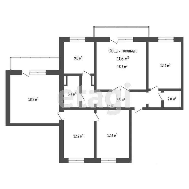 5-к кв. Кемеровская область, Кемерово Молодежный просп., 8 (106.0 м) - Фото 2