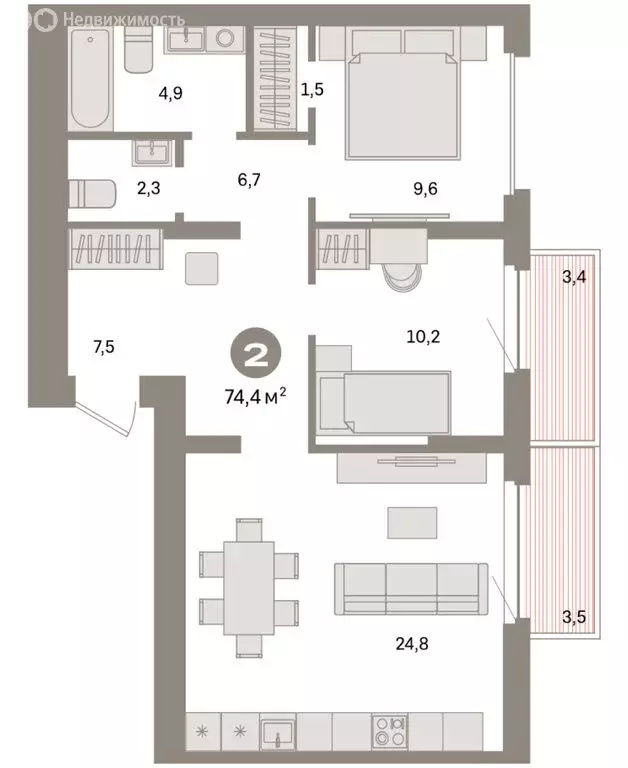 2-комнатная квартира: Екатеринбург, жилой район Сортировочный, ... - Фото 1