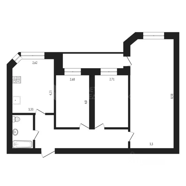 3-к кв. Тюменская область, Тюмень ул. Мельникайте, 144А (80.1 м) - Фото 1