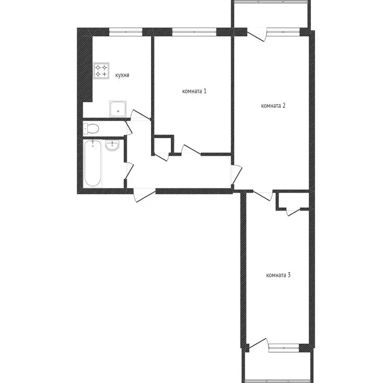 Квартира, 3 комнаты, 60 м - Фото 1