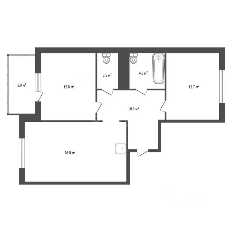 3-к кв. Красноярский край, Красноярск ул. Лесников, 25А (68.1 м) - Фото 1