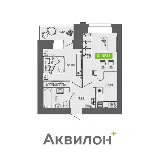 1-к кв. Архангельская область, Северодвинск Аквилон Листва жилой ... - Фото 0