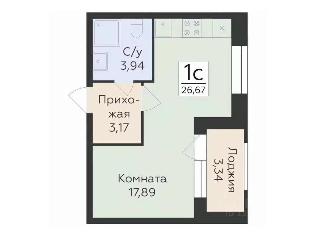 Студия Воронежская область, Воронеж ул. Матросова, 60 (26.67 м) - Фото 0