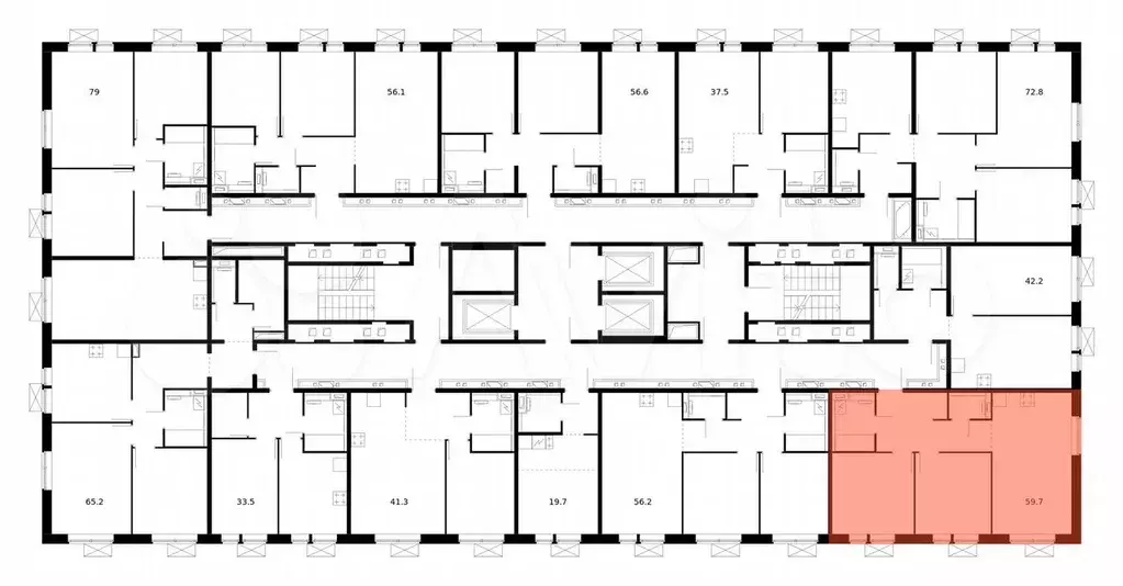 2-к. квартира, 59,1 м, 13/17 эт. - Фото 1