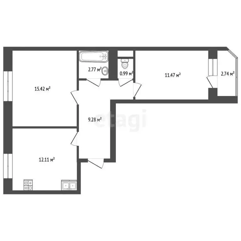 2-комнатная квартира: Тамбов, улица Киквидзе, 77Б (51.8 м) - Фото 0
