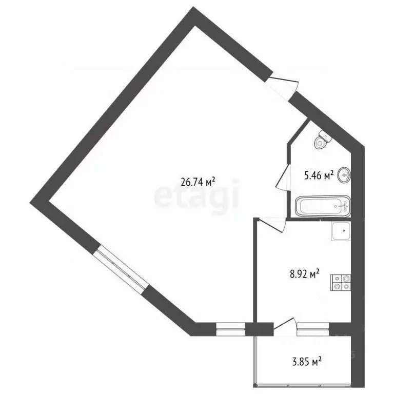 1-к кв. Самарская область, Самара Владимирская ул., 33 (44.8 м) - Фото 2