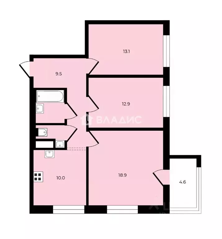 3-к кв. Санкт-Петербург ул. Парфеновская, 5 (69.8 м) - Фото 2