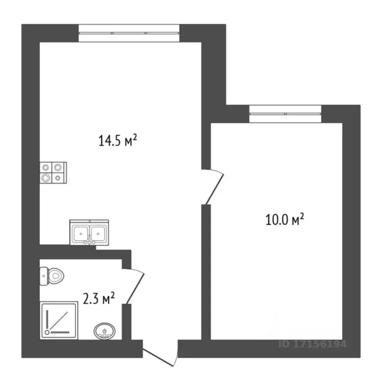 1-к кв. Тюменская область, Тюмень ул. Елизарова, 30 (27.0 м) - Фото 2