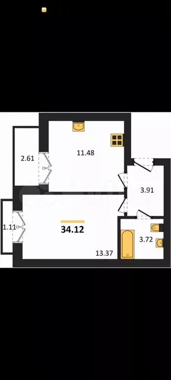 1-к. квартира, 36,2 м, 9/9 эт. - Фото 1