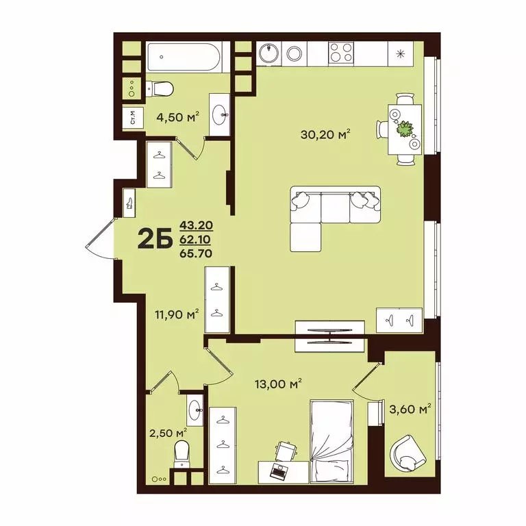 2-комнатная квартира: Владимир, улица Чайковского, 7 (65.7 м) - Фото 0