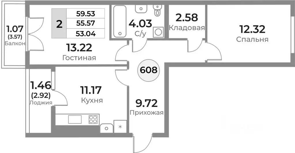 2-к кв. Калининградская область, Калининград Легенды Девау жилой ... - Фото 0