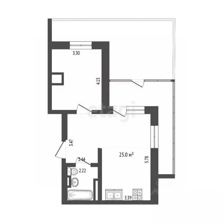 1-к кв. Тюменская область, Тюмень ул. Червишевский Тракт, 47к3 (45.1 ... - Фото 1