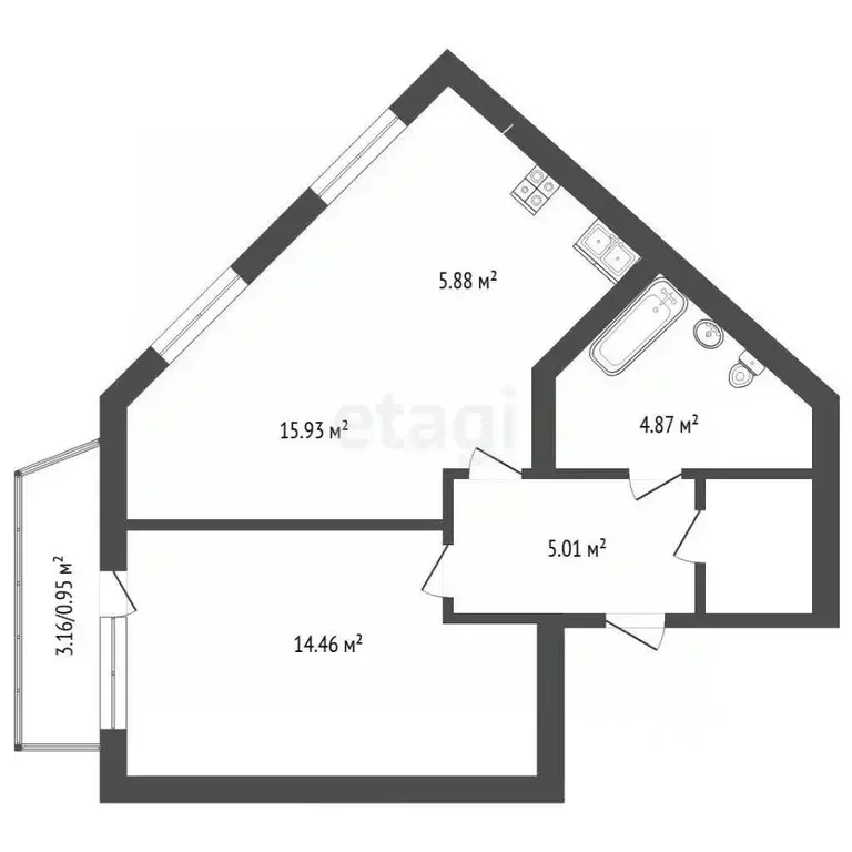 2-к кв. Алтайский край, Барнаул ул. Энтузиастов, 59 (48.1 м) - Фото 2