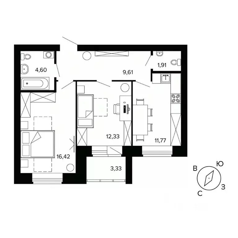 2-к кв. Свердловская область, Березовский ул. Победы, 7 (57.3 м) - Фото 0