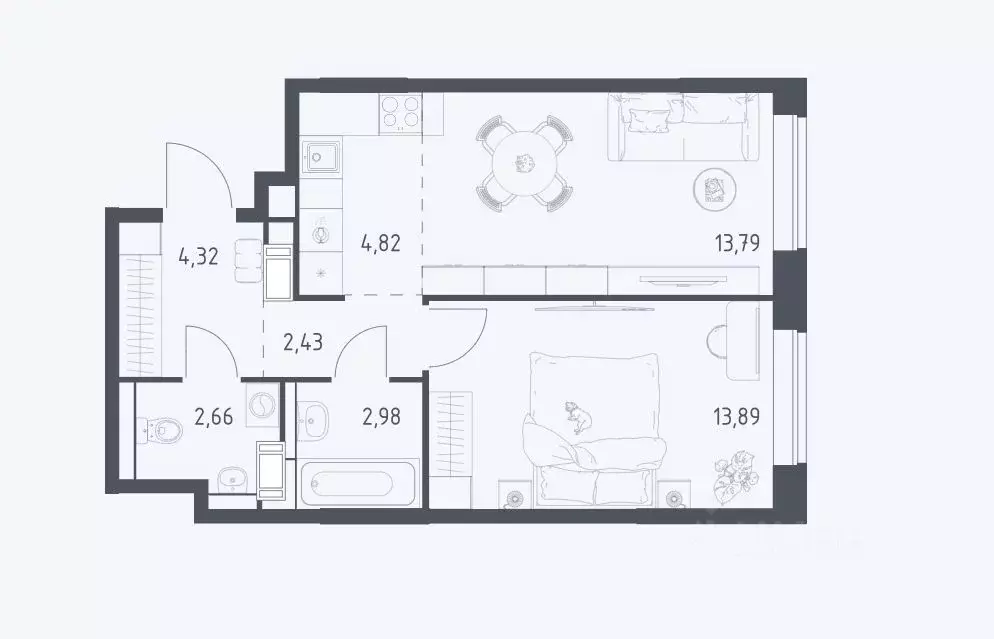 1-к кв. Москва Рязановское поселение, ул. Уточкина, 2к1 (43.7 м) - Фото 1