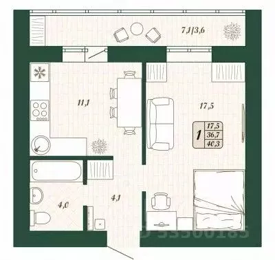 1-к кв. Самарская область, Волжский район, Смышляевка городское ... - Фото 1
