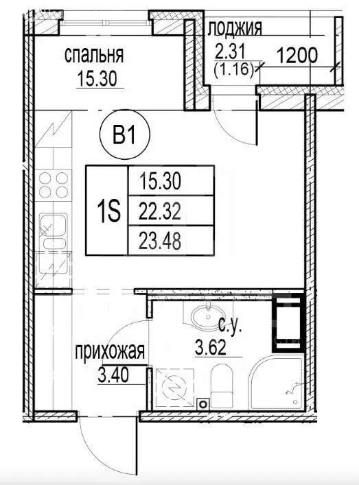Квартира-студия: Кудрово, проспект Строителей, 5 (23.4 м) - Фото 0