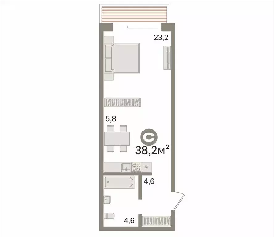 1-комнатная квартира: Новосибирск, улица Есенина, 12/1 (38.2 м) - Фото 1