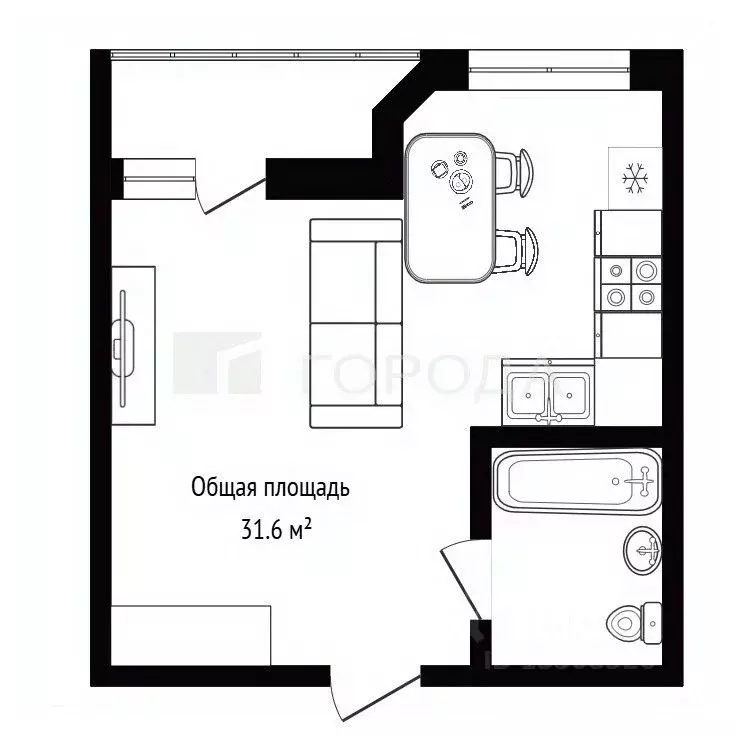 1-к кв. Краснодарский край, Сочи ул. Полтавская, 21Ак1 (31.6 м) - Фото 2