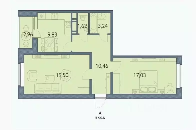 2-к кв. Брянская область, Брянск просп. Станке Димитрова, 67к7 (63.16 ... - Фото 1