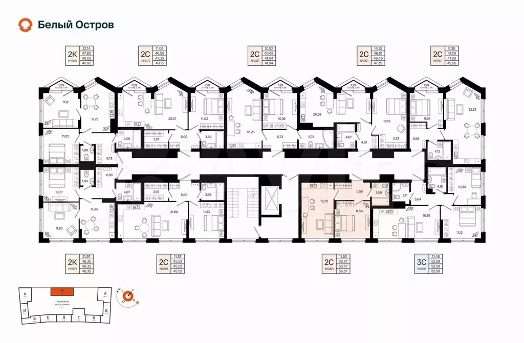 2-к. квартира, 36,4 м, 3/7 эт. - Фото 1