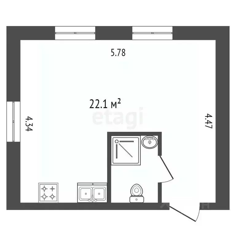 Студия Санкт-Петербург пер. Майков, 4а (25.0 м) - Фото 1