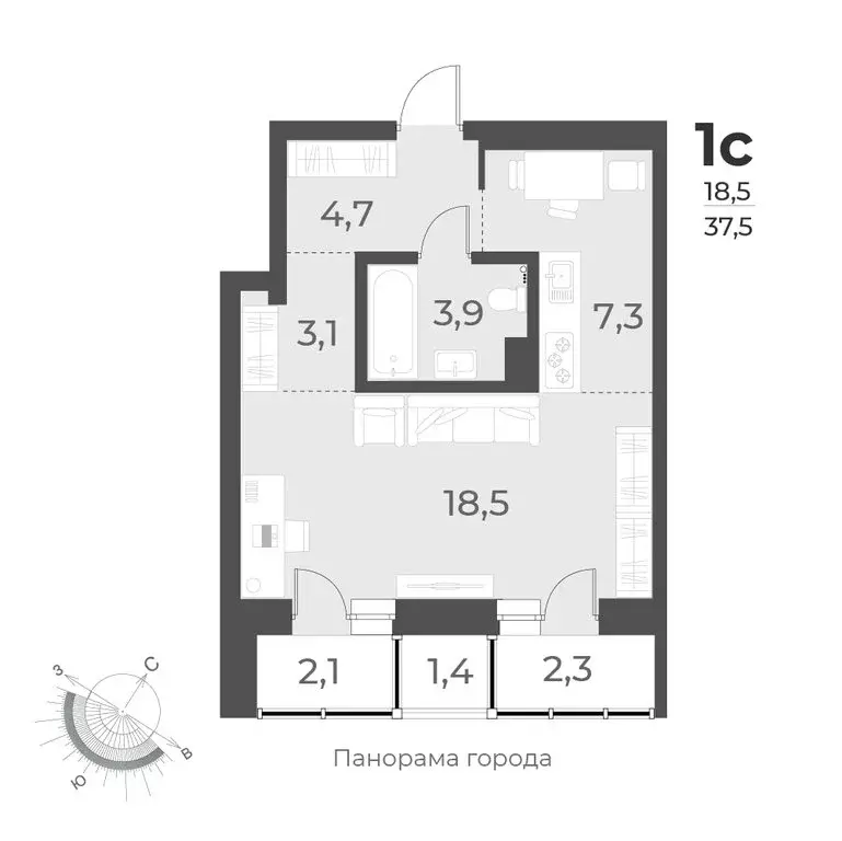 1-комнатная квартира: Новосибирск, улица Аэропорт, 49/1 (37.5 м) - Фото 0