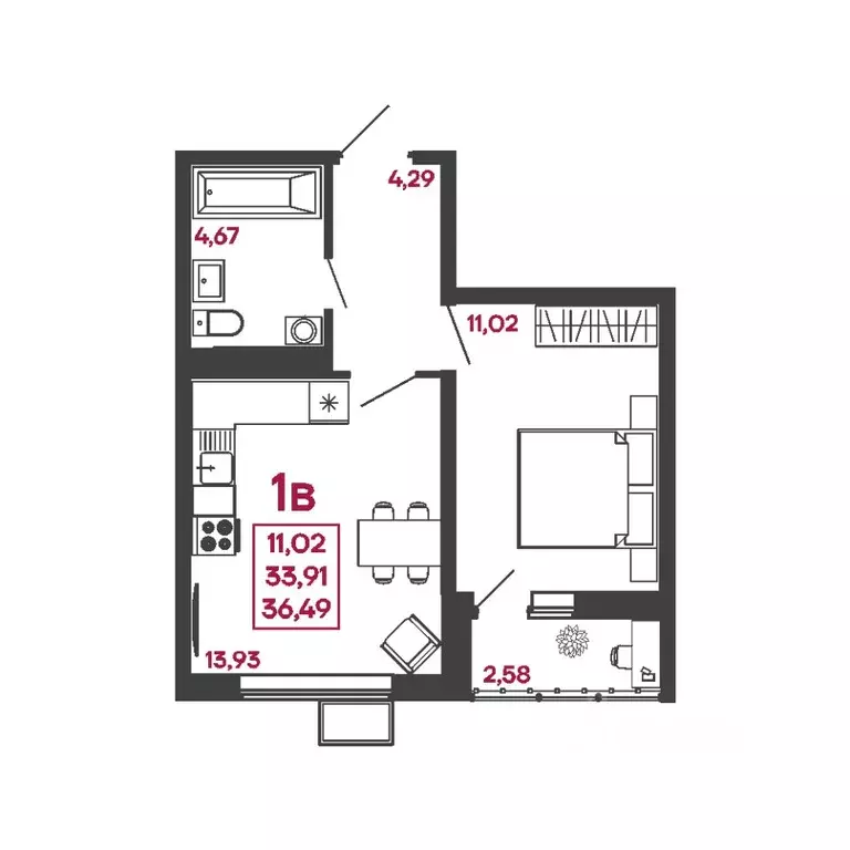 1-к кв. Пензенская область, Пенза ул. Измайлова, 41Б (36.49 м) - Фото 1