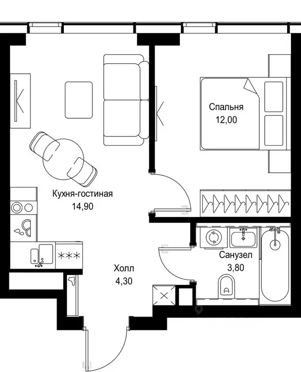 1-к кв. Москва Парус кв-л, Ситидзен жилой комплекс (35.0 м) - Фото 2