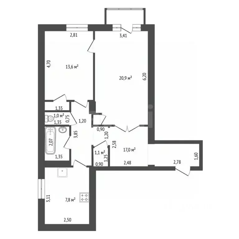 2-к кв. Башкортостан, Уфа ул. Александра Невского, 33 (65.0 м) - Фото 1