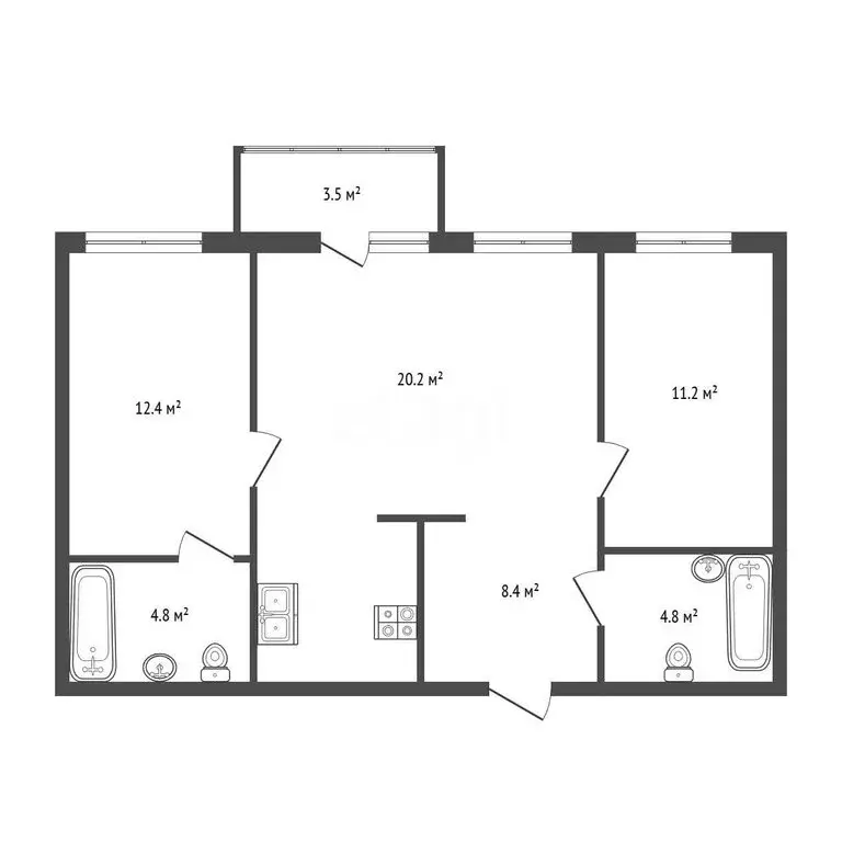 3-комнатная квартира: Санкт-Петербург, проспект Героев, 33с1 (65.7 м) - Фото 1