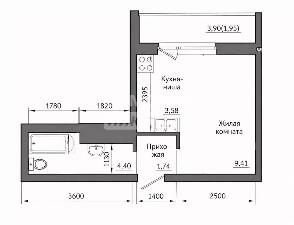 Студия Новосибирская область, Новосибирск ул. Одоевского, 1/2 (19.0 м) - Фото 2