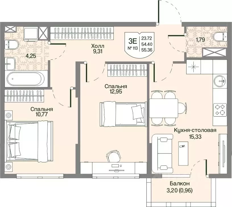 2-к кв. Ленинградская область, Всеволожский район, Бугровское ... - Фото 1