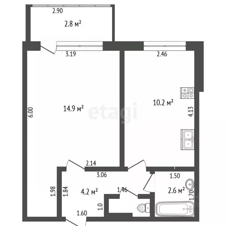 1-к кв. Ханты-Мансийский АО, Ханты-Мансийск ул. Калинина, 22А (33.0 м) - Фото 2