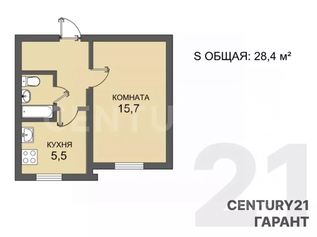 1-к кв. Санкт-Петербург просп. Народного ополчения, 129 (28.6 м) - Фото 2