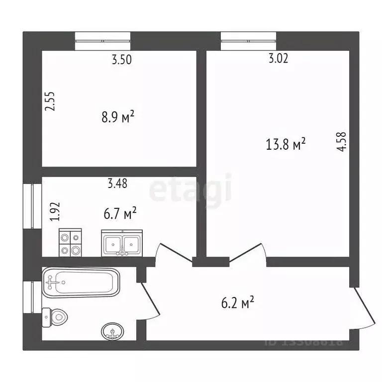 2-к кв. Омская область, Омск Ялтинская ул., 30 (38.8 м) - Фото 1