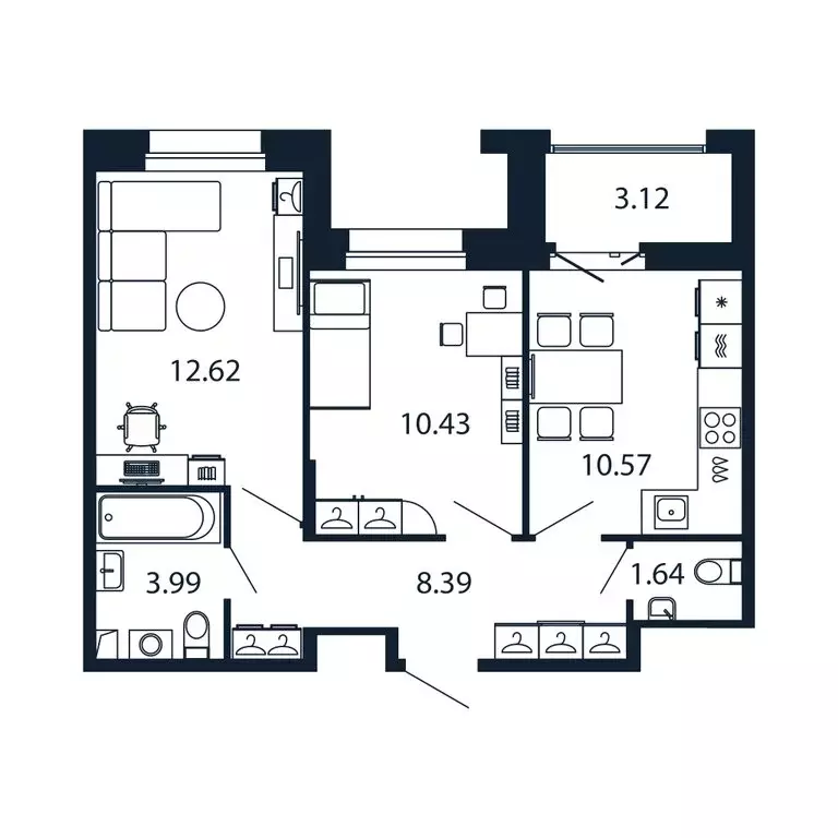 2-комнатная квартира: Новоселье, Центральная улица, 30к1 (47.2 м) - Фото 1