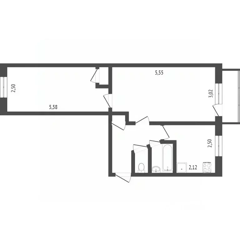 2-к кв. Омская область, Омск ул. Яковлева, 12 (43.5 м) - Фото 1