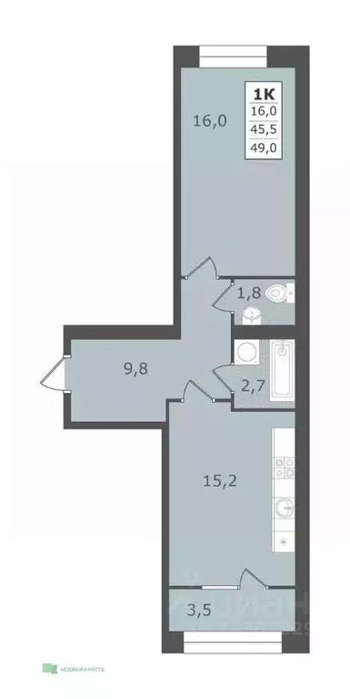 1-к кв. Ставропольский край, Ессентуки  (49.0 м) - Фото 1