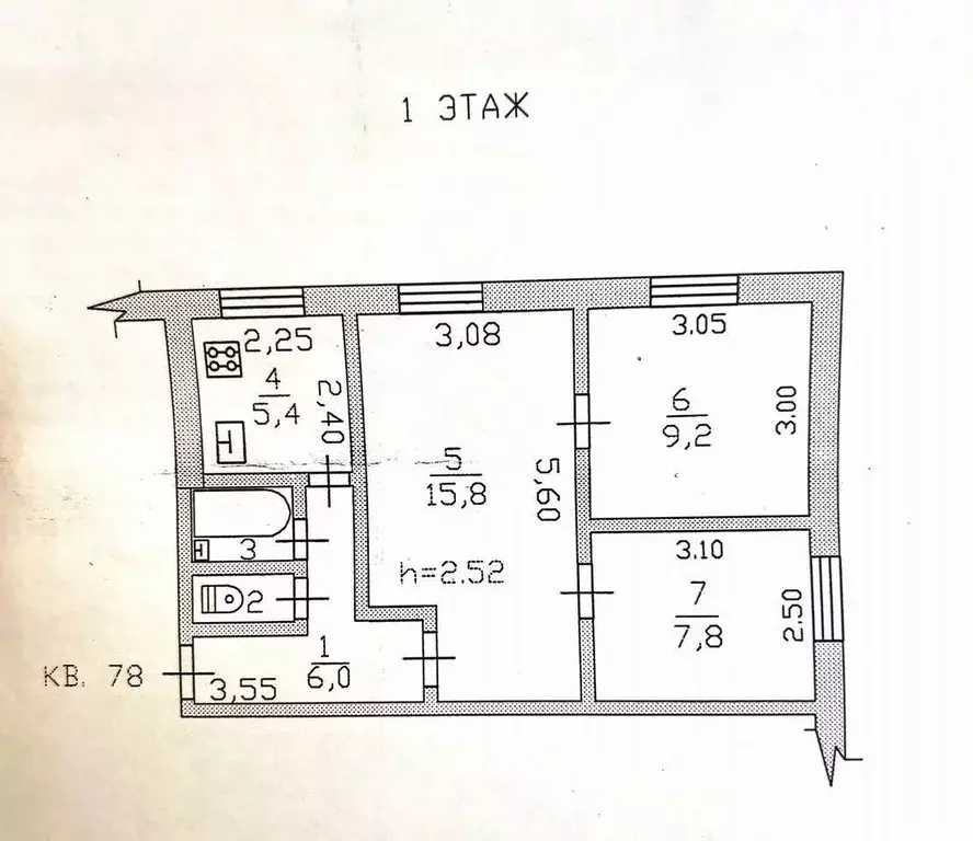 Квартира, 3 комнаты, 45 м - Фото 0