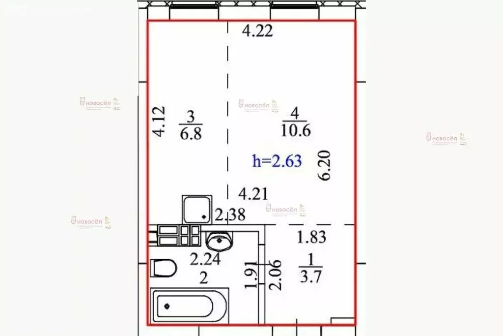Квартира-студия: Екатеринбург, улица Шолохова, 2/2 (25 м) - Фото 1