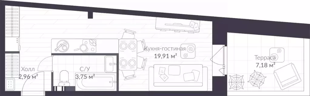 Студия Санкт-Петербург пос. Стрельна, Красносельское ш., 22 (28.6 м) - Фото 0