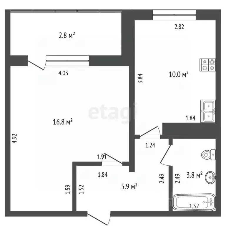 1-к кв. Самарская область, Тольятти 2-й кв-л, бул. Кулибина, 2А (40.0 ... - Фото 1